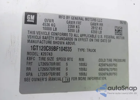 2011 GMC Sierra 2500Hd Sle из США, поврежденный, VIN 1GT120C89BF104535